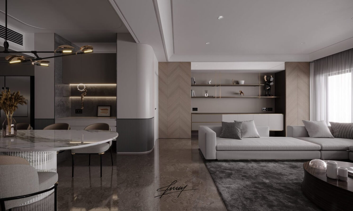  Living Room - Kitchen Interior Model by Pham Ngoc Truong