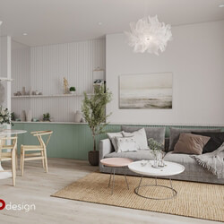  Living Room- Kitchen Interior Model By Bui Khong Bay 