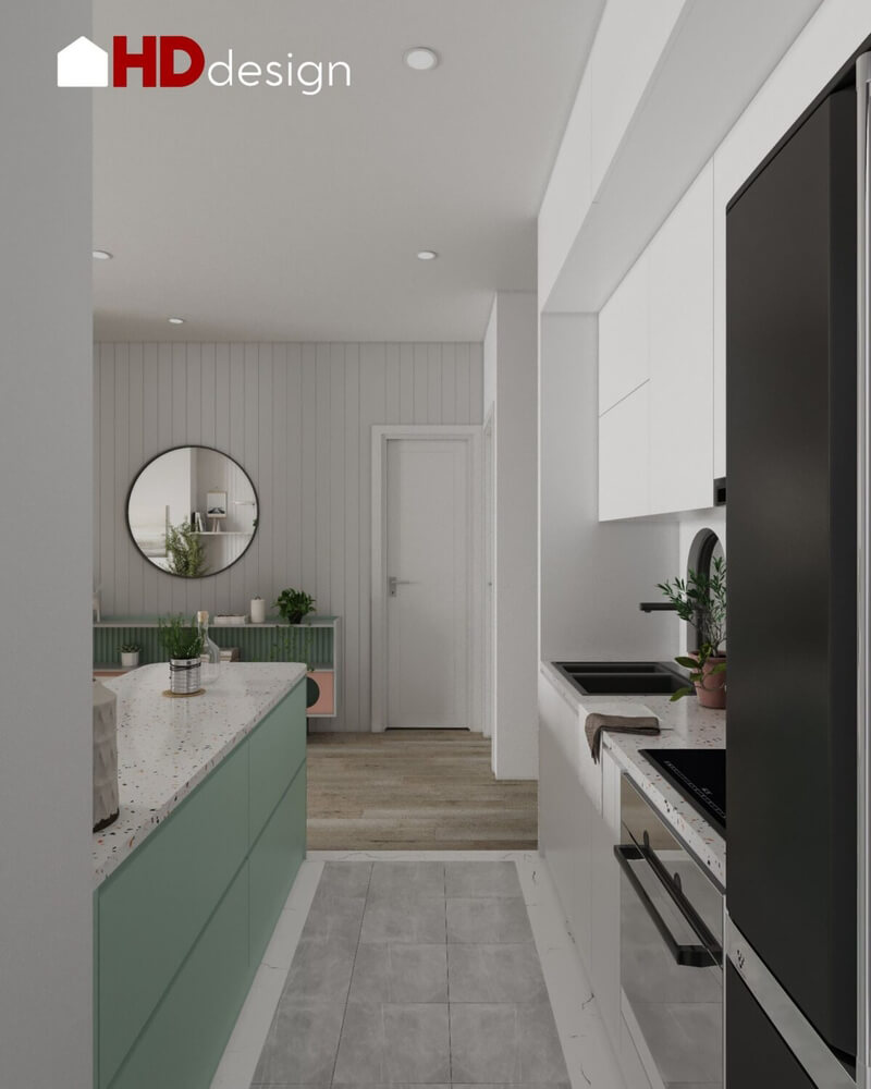  Living Room- Kitchen Interior Model By Bui Khong Bay