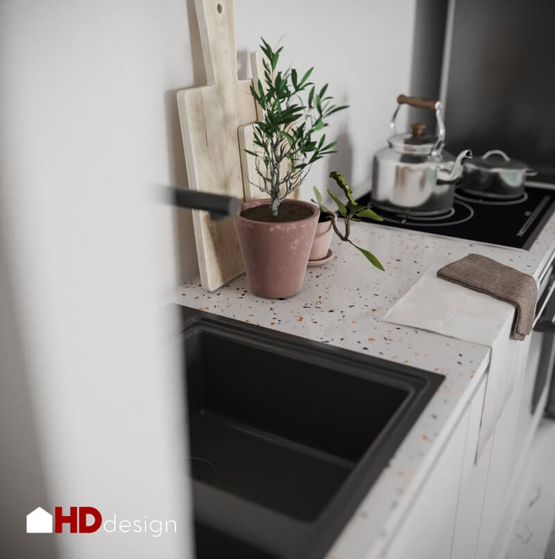  Living Room- Kitchen Interior Model By Bui Khong Bay