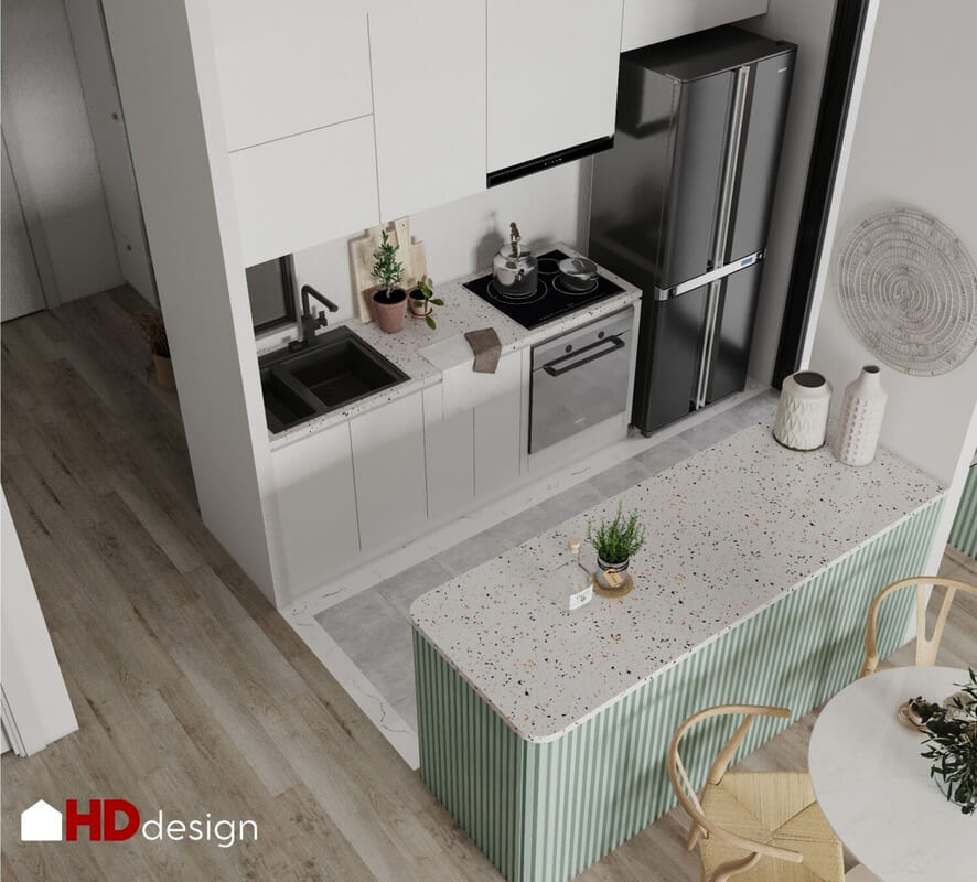  Living Room- Kitchen Interior Model By Bui Khong Bay