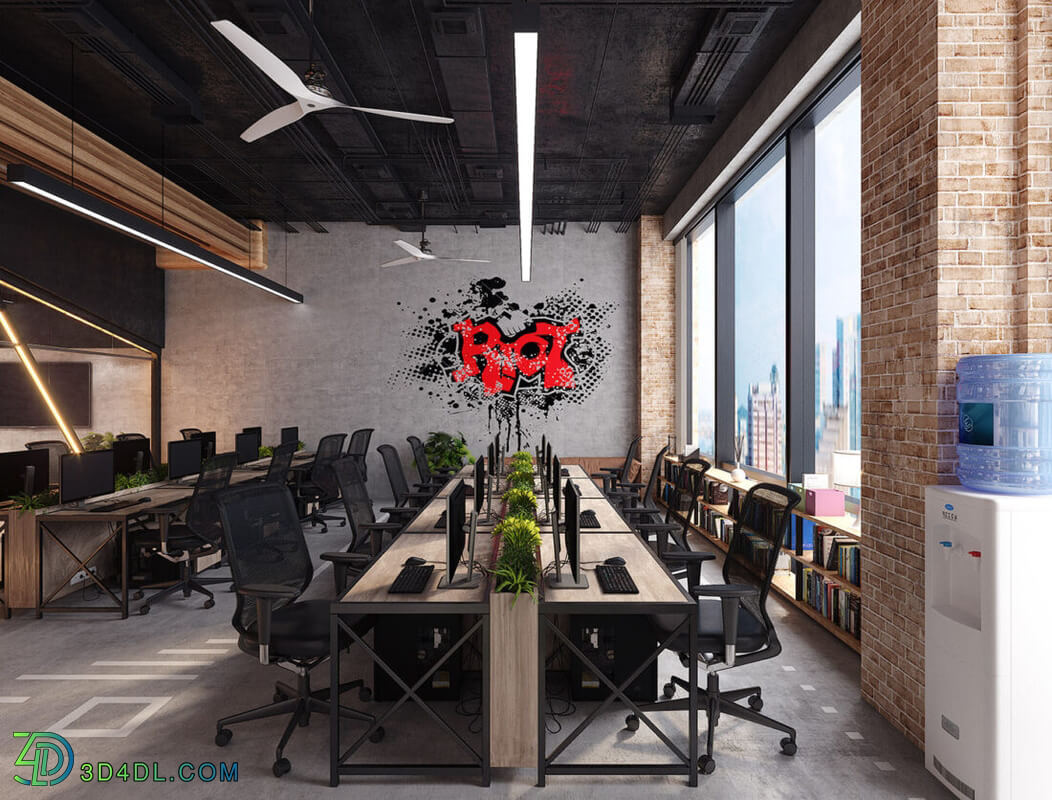 Riot office interior design 19 Scene File 3dsmax Model By Hoang Hieu