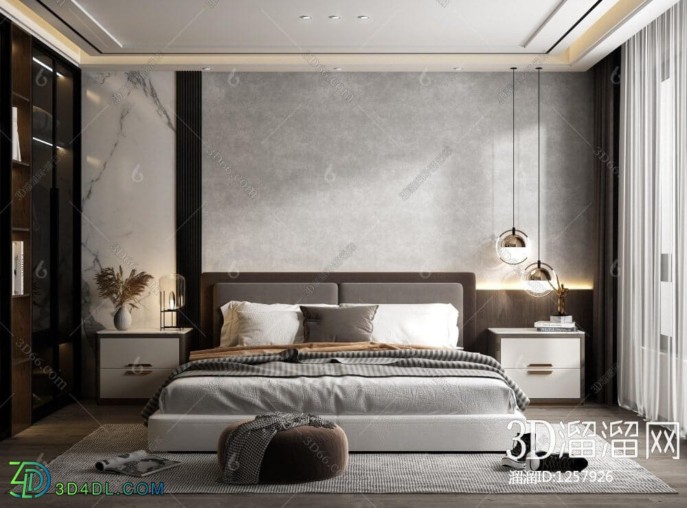 3D Interior Scenes File 3dsmax Model Bedroom 391 