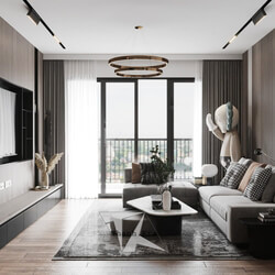  3D Interior Living room- kitchen by Luong Dinh Thanh 