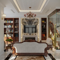  Living Room - Kitchen Interior Model by Dinh Van Cong 