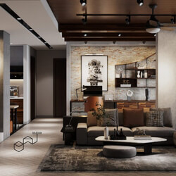  Living Room - Kitchen Interior By Dat Bui 