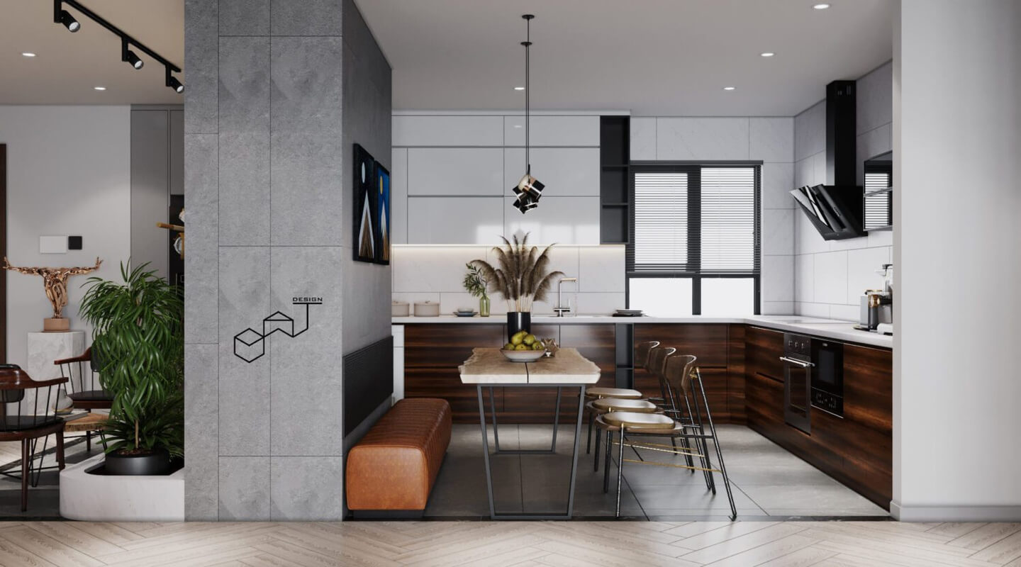  Living Room - Kitchen Interior By Dat Bui