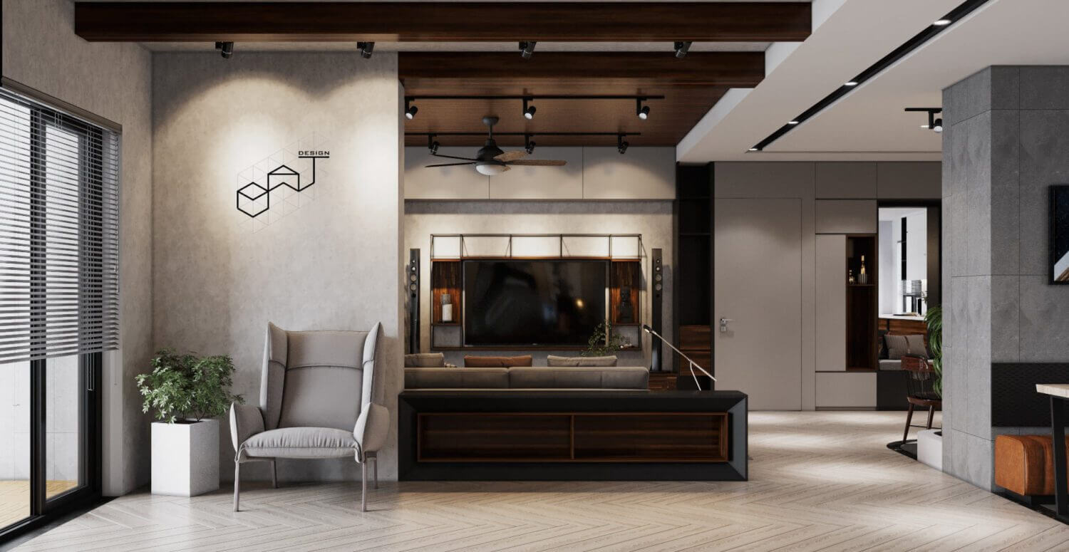  Living Room - Kitchen Interior By Dat Bui