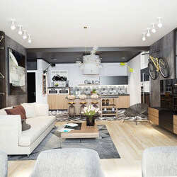 3D Interior Kitchen- Livingroom 48 Scene 3dsmax By PeaHouse  