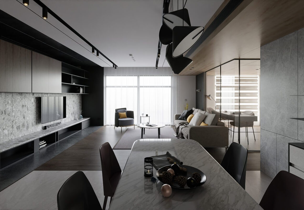  Living Room- Kitchen Interior by Nguyen Duc Huy