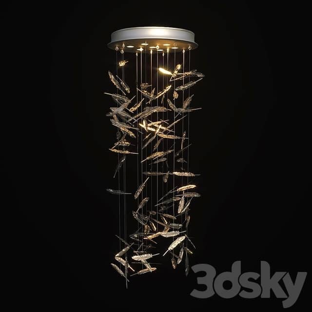 Wired Custom Lighting plumes crystal Pendant light 3D Models