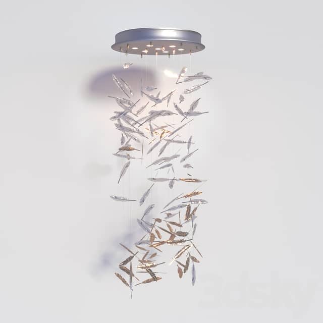 Wired Custom Lighting plumes crystal Pendant light 3D Models