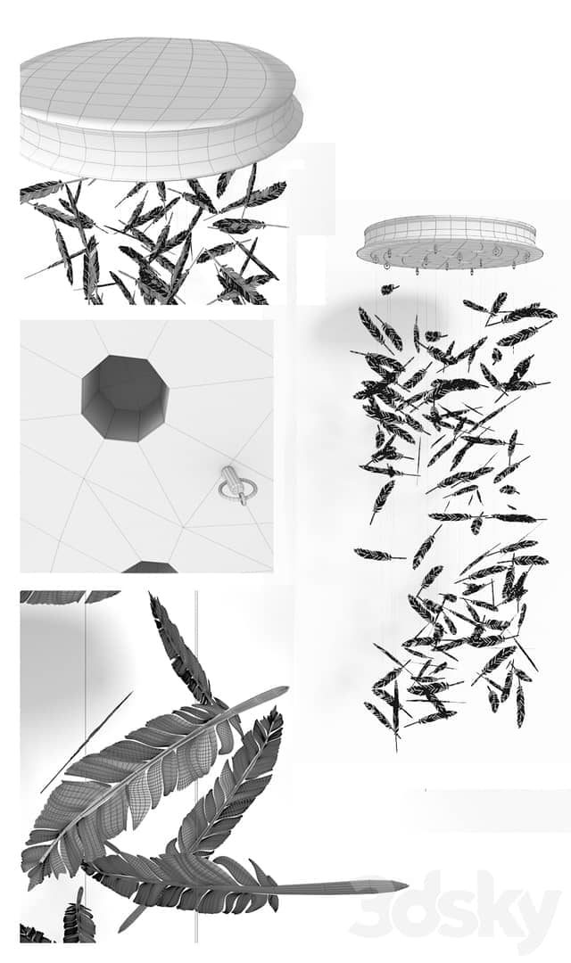 Wired Custom Lighting plumes crystal Pendant light 3D Models