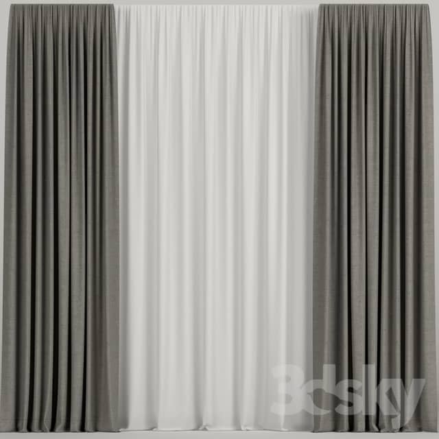 Brown curtains.