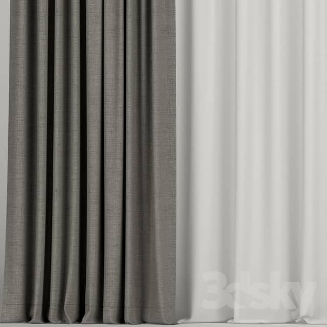 Brown curtains.