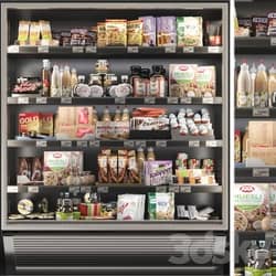 Showcase in a supermarket with sweets cereals and snacks 3 3D Models 