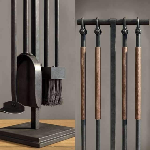 RH LEATHER RIVET HEARTH TOOL SET