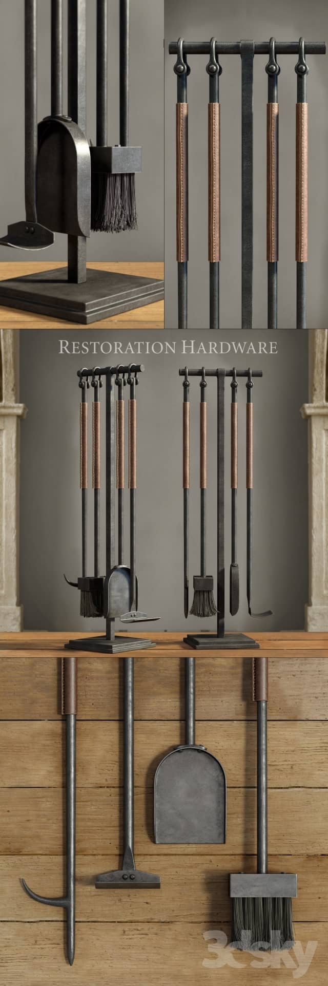 RH LEATHER RIVET HEARTH TOOL SET