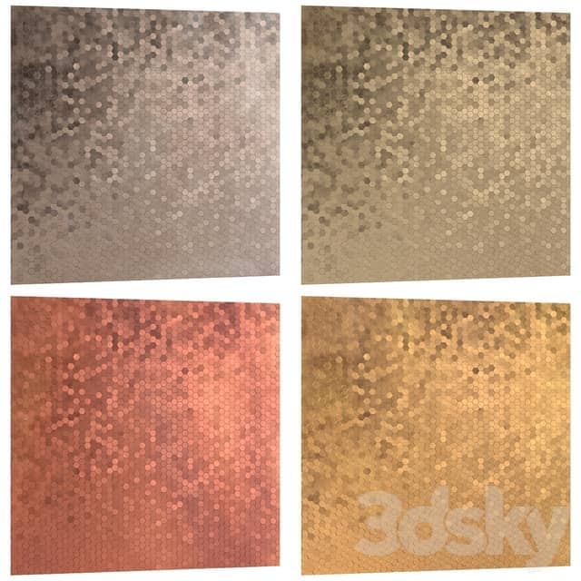 Cubic and Hexagon Palladium Brass Copper Gold wall tile 3D Wall Panel With Scratchs
