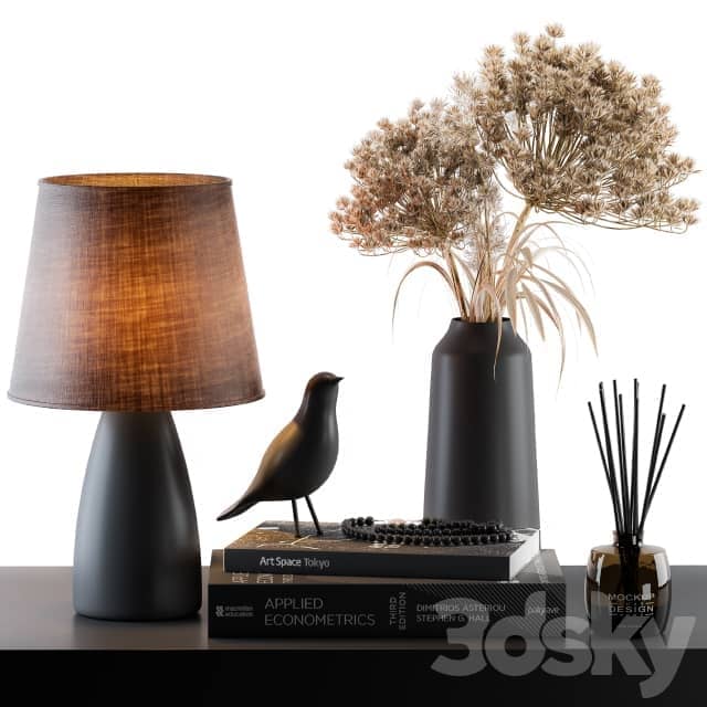 Decorative Set Lampshade with Dried Plants