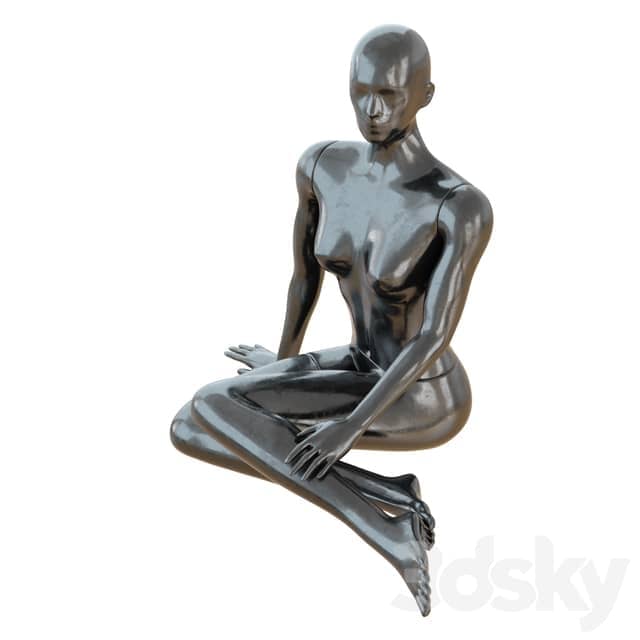 Female Black Mannequin Sitting On The Floor 65