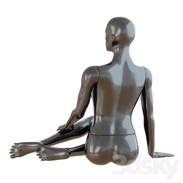 Female Black Mannequin Sitting On The Floor 65