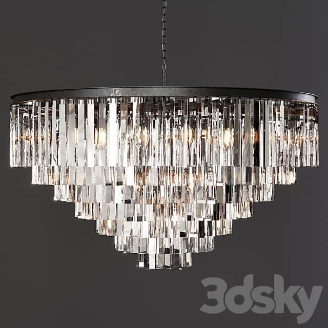 Pendant light Restoration Hardware 1920S ODEON CLEAR GLASS FRINGE 7 TIER CHANDELIER Black