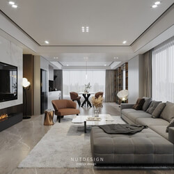  3D Interior Living Room- Kitchen by Nguyen Ngoc Tung 