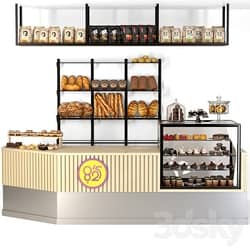 Coffee point in loft style with a showcase with desserts and fresh pastries 3D Models 