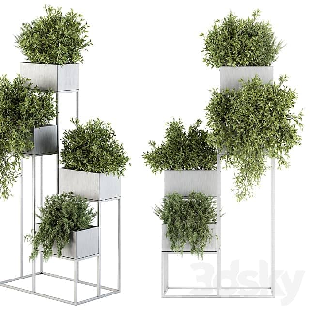 indoor Plant Set 213 Silver Plant Stand