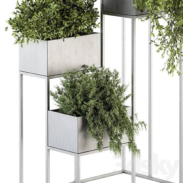 indoor Plant Set 213 Silver Plant Stand