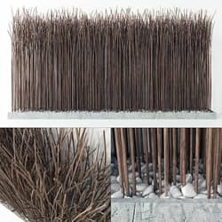 Screen long wood thin dry branch pebble n2 Long screen of thin dry branches No. 2 