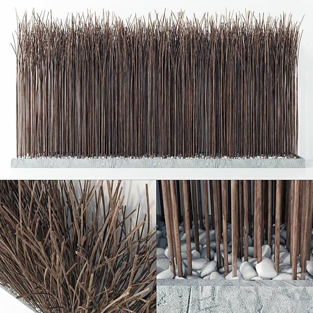 Screen long wood thin dry branch pebble n2 Long screen of thin dry branches No. 2