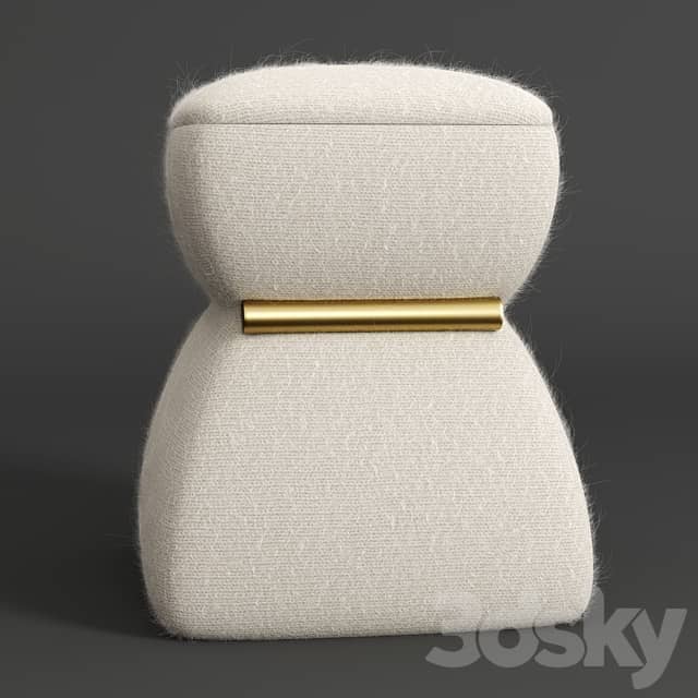 Cusi Modern Pouf in White Mohair