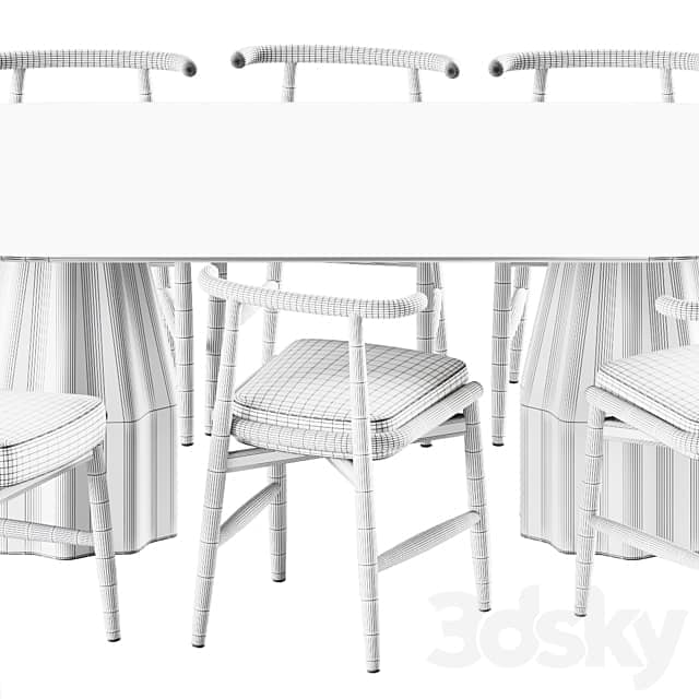 Table Chair Wooden Burin Table by Viccarbe and Chair Emilia by Meridiani