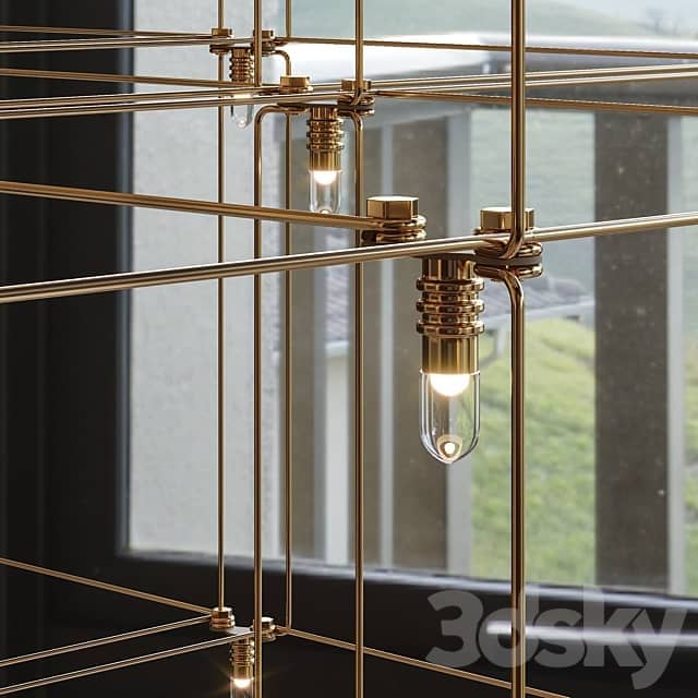 Pendant light Quasar Universe Square Triple Suspension Lamp 125 cm