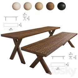Bench Zanat Touch 160cm Wooden legs Other 3D Models 3DSKY 