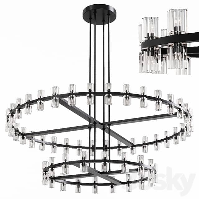 Restoration Hardware ARCACHON ROUND 2 TIER CHANDELIER 60 Black Pendant light 3D Models