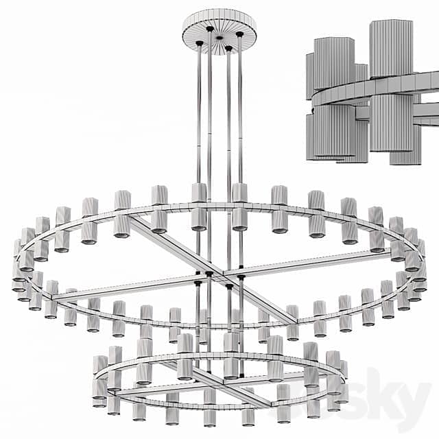 Restoration Hardware ARCACHON ROUND 2 TIER CHANDELIER 60 Black Pendant light 3D Models
