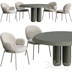Dining table Cimento Giudecca and chair Freifrau Nana Table Chair 3D Models 