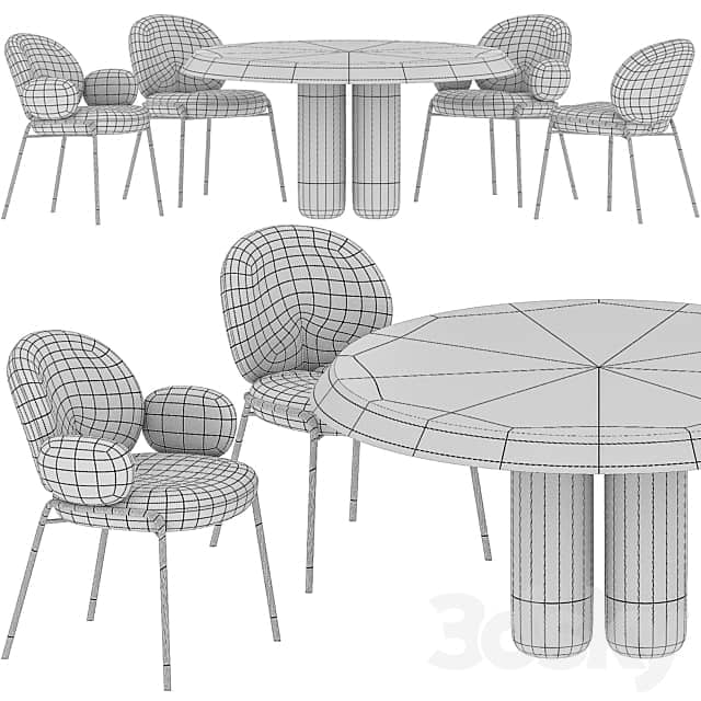 Dining table Cimento Giudecca and chair Freifrau Nana Table Chair 3D Models