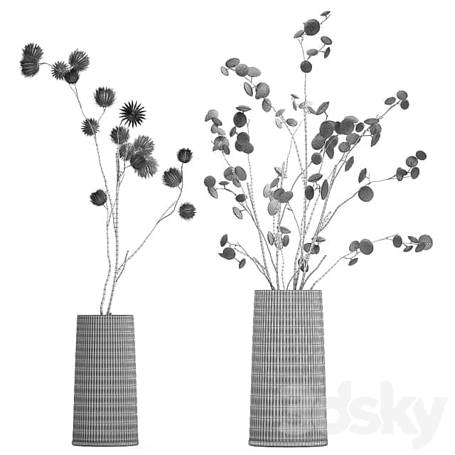 Bouquet 245. dried flower branches thorns dry decor glass vase eco design interior branches with thorns thorn Eucalyptus 3D Models