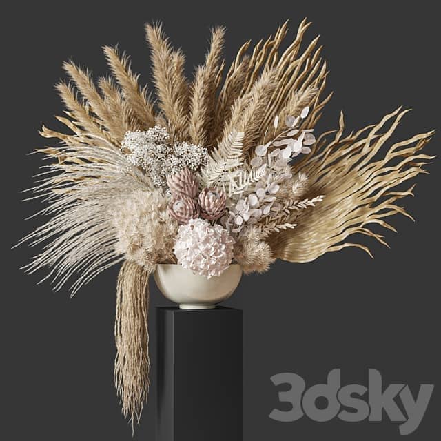 Flower Set 035 Big Pampas 3D Models