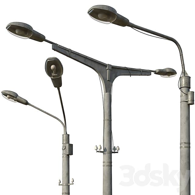 Lamppost set of 3 poles 3D Models