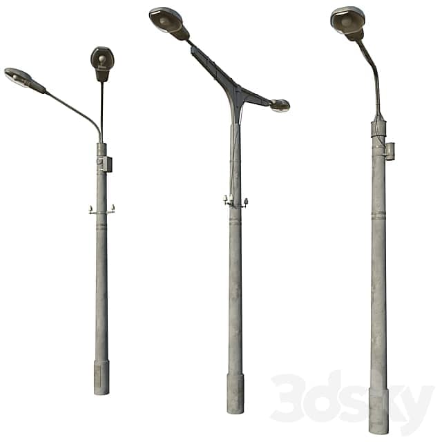 Lamppost set of 3 poles 3D Models