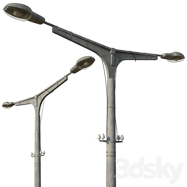 Lamppost set of 3 poles 3D Models