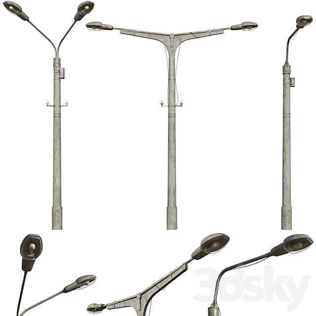 Lamppost set of 3 poles 3D Models