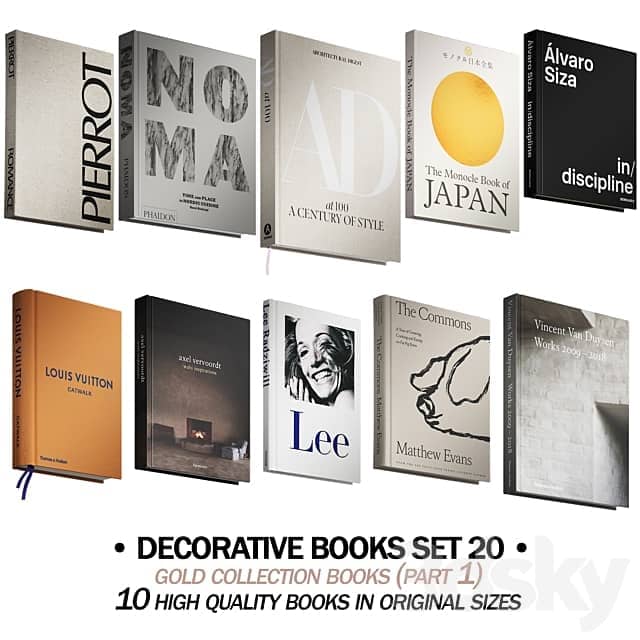 211 decorative books set 20 gold collection PART 1 3D Models