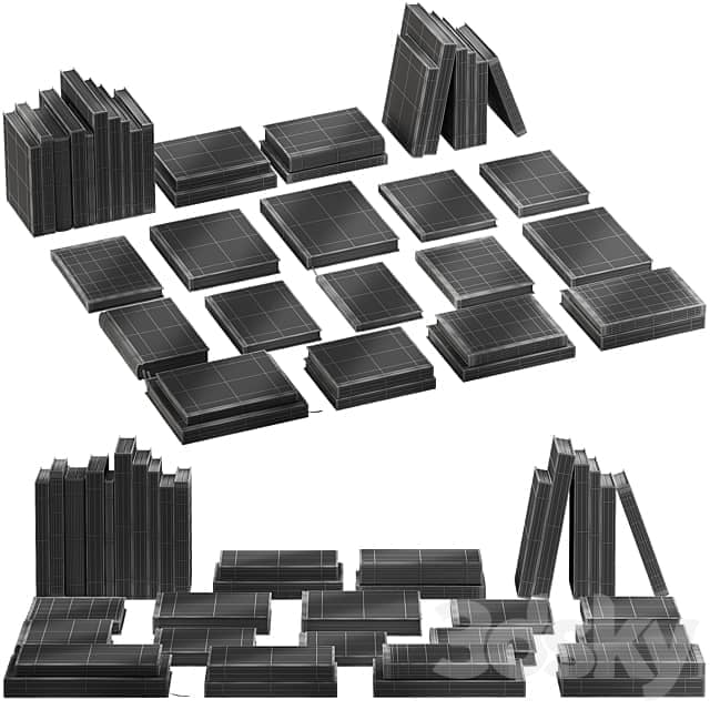 211 decorative books set 20 gold collection PART 1 3D Models