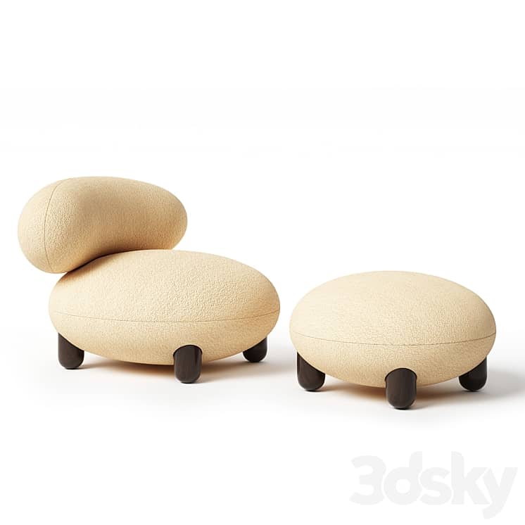 (OM) Noom Flock Lounge Chair/Flock Ottoman